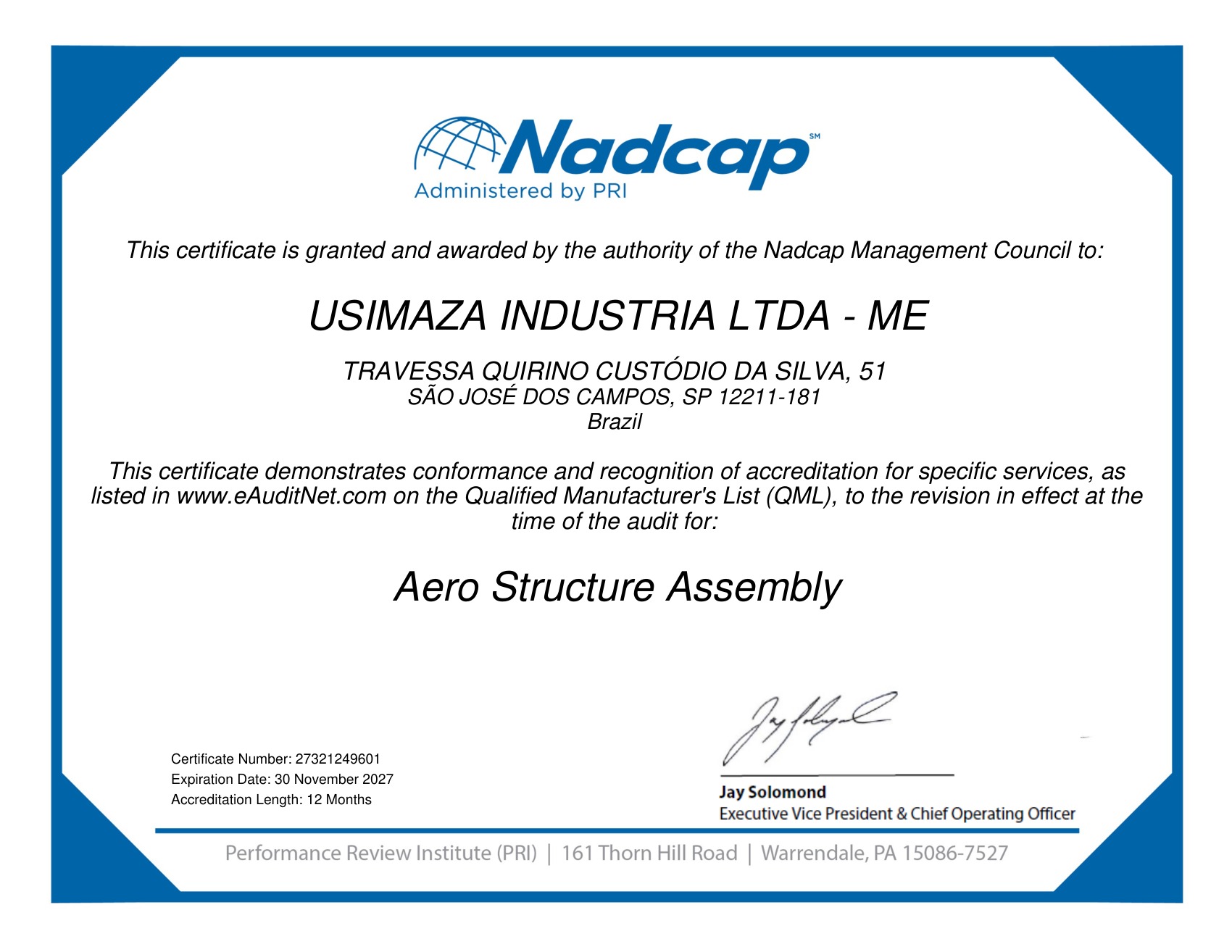 Certificado Nadcap Aerospace